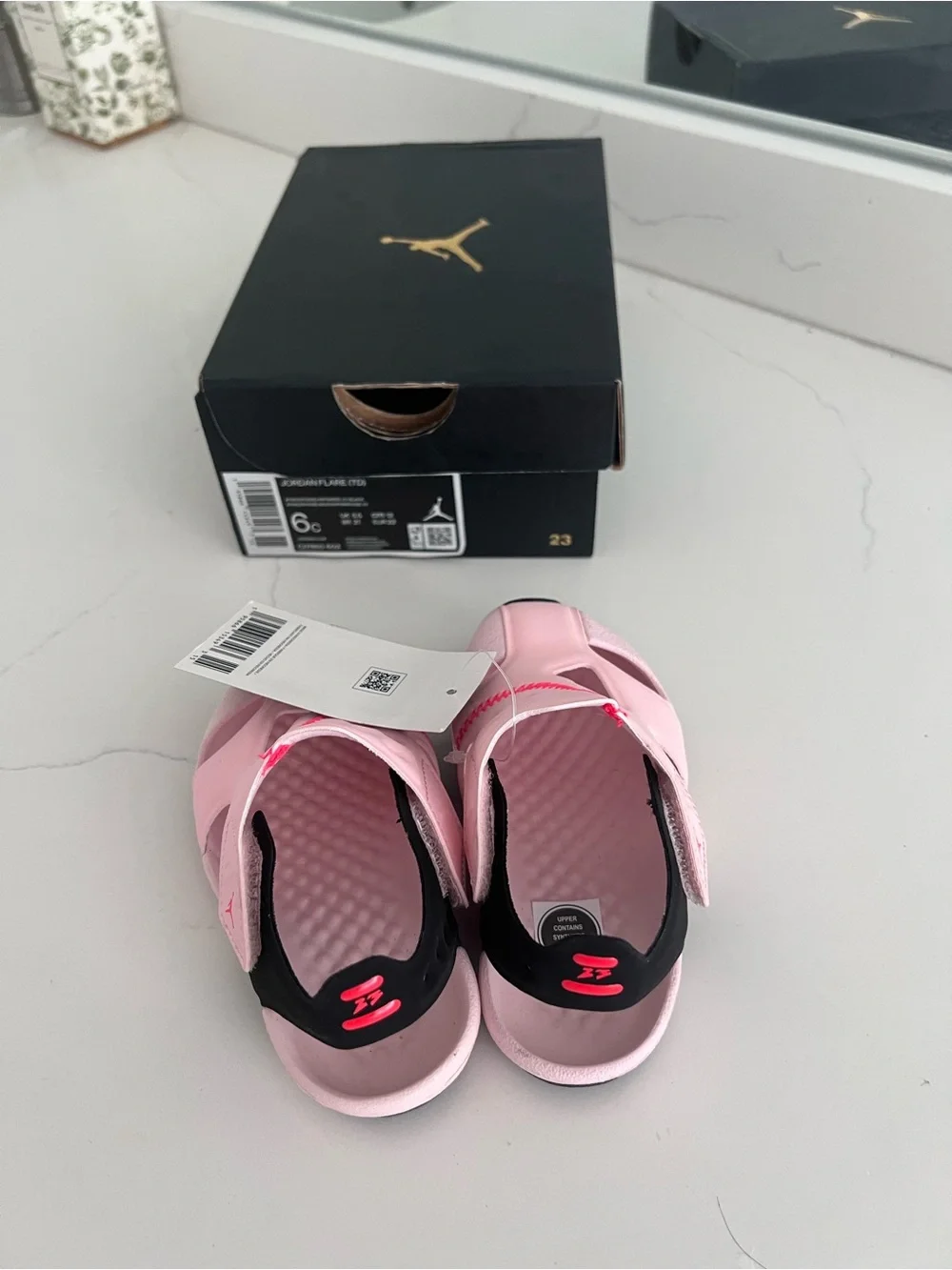 Jordan Pink Kids' Easy-On Sandals with Black Accents